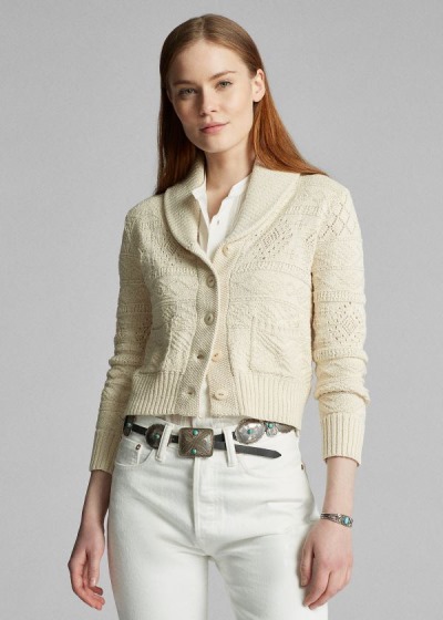 Ralph Lauren Cropped Cotton-Silk Cardigan Dame Danmark (UJIFM1729)